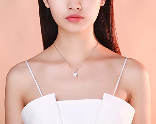 SBLING Platinum Plated Cubic Zirconia/Austrian Crystal Cushion Shape Halo Pendant Necklace/Earrings - color: Moveable pendant-Cubic Zirconia