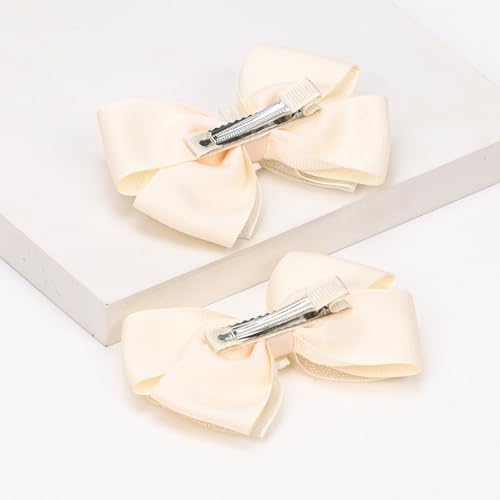 KISZU 4.5 Inch Flower Hair Bows Clips Mermaid Pearl HairPins for Girls Children Teens and Women - color: Yellow