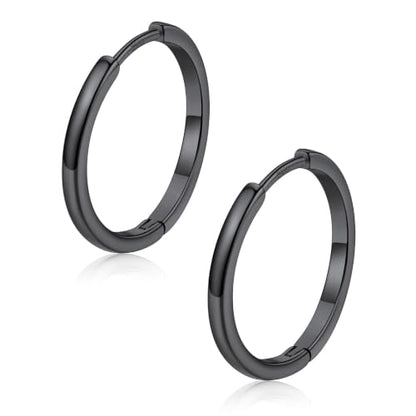 FaithHeart 925 Sterling Silver Post Huggie Hoop Earrings for Women 8-20mm | Silver/Black/Gold/Rose Gold Small Hoop Earrings, Hypoallergenic Lightweight Cartilage Huggie Earrings, Gift Box - color: Black, size: 18mm