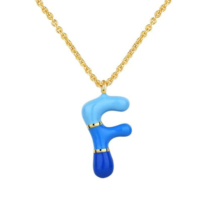 Kainier Bubble Letter Initial Necklace for Women, Colorful Balloon Alphabet Name Pendant Dainty Cute 14K Gold Plated Necklaces Jewelry Gifts… - color: Colourful, style: F