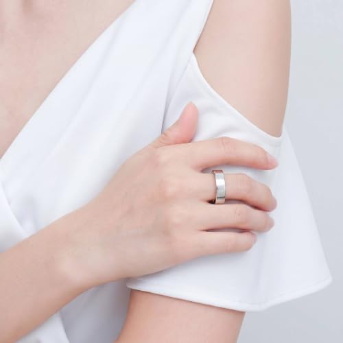 2mm 4mm 6mm Thin Titanium Wedding Rings Band for Women Man - color: Silver-6mm