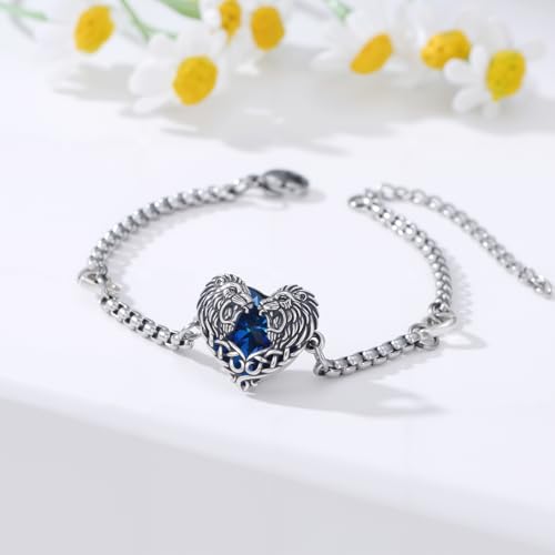 Animal Bracelet for Women 925 Sterling Silver Celtic Dragon/Horse/Wolf Bracelet Adjustable Bracelet Cute Animal Jewelry Gift for Women - style: Lion Bracelet