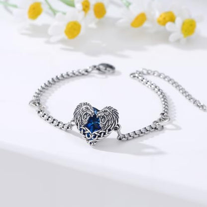 Animal Bracelet for Women 925 Sterling Silver Celtic Dragon/Horse/Wolf Bracelet Adjustable Bracelet Cute Animal Jewelry Gift for Women - style: Lion Bracelet