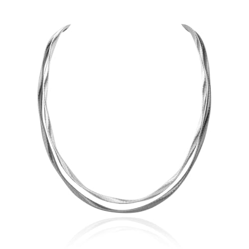 Handmade in Italy Necklace S925 Silver Twist Choker-Necklaces Minimalist Coil Craft Jewelry Mother's Day Christmas Gift for Women - color: 02