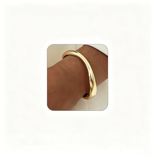 Gold Bracelets for Women Trendy Silver Bangle Cuff Bracelet Jewelry Gifts | Adjustable Size, 14K Gold Plated Chunky Bracelet - color: Gold - Style A