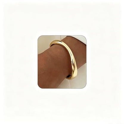 Gold Bracelets for Women Trendy Silver Bangle Cuff Bracelet Jewelry Gifts | Adjustable Size, 14K Gold Plated Chunky Bracelet - color: Gold - Style A