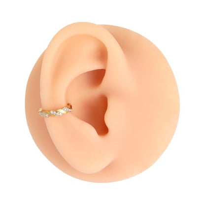 PEAKLINK 16G Nose Hoop Ring 316L Surgical Steel Conch Cartilage Helix Earring with Cubic Zircon Tragus Rook Daith Septum Piercing Jewelry 8mm 10mm for Women Men - color: Style3:Gold-Cross Shape