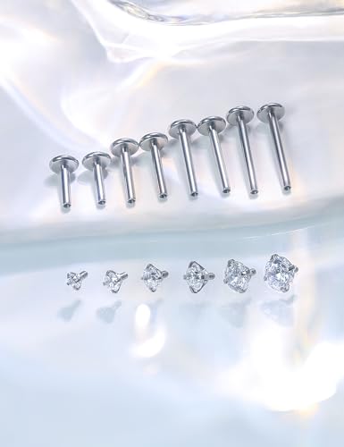 Lcolyoli Medusa Piercing Jewelry Stainless Steel Labret Jewelry Monroe Lip Rings Different Size Tragus Nail Conch Cartilage Helix Earring Stud Bar Length 6mm 8mm 10mm 12mm