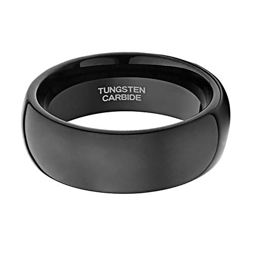 TRUMIUM 2mm 4mm 6mm 8mm Black Tungsten Ring for Men Women Wedding Band Domed High Polish Comfort Fit 4-15 - color: 8mm Black