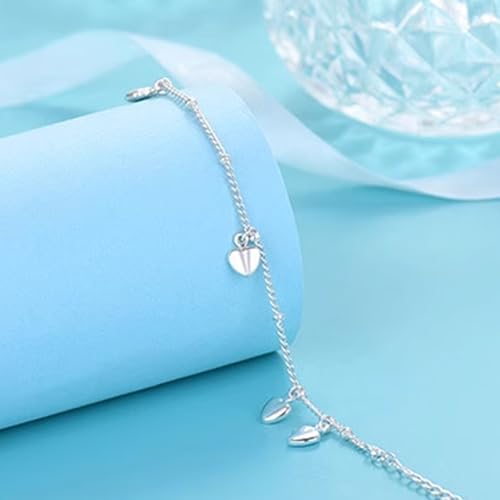 925 Sterling Silver Plated Heart Charm Bracelet for Women - Dainty Chain Love Gift Idea - style: Style5