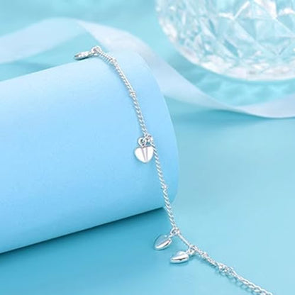 925 Sterling Silver Plated Heart Charm Bracelet for Women - Dainty Chain Love Gift Idea - style: Style5