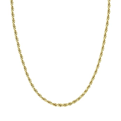 PAVOI 14K Gold Plated Adjustable Link Chain Necklace for Women | Box Rope Sphere Bead Serpentine Anchor Mariner Gold Chain Necklaces - color: Yellow Gold, style: Rope