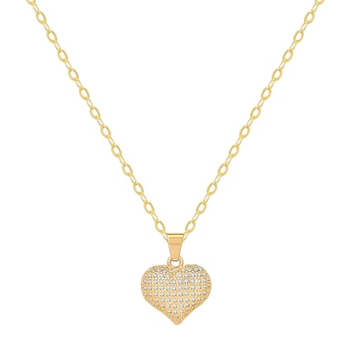 Starain Heart Necklaces for Women Dainty Cubic Zirconia Love Heart Pendant Necklace 18K Gold Plated Chain Trendy Stuff Jewelry - color: G Gold Heart Necklace