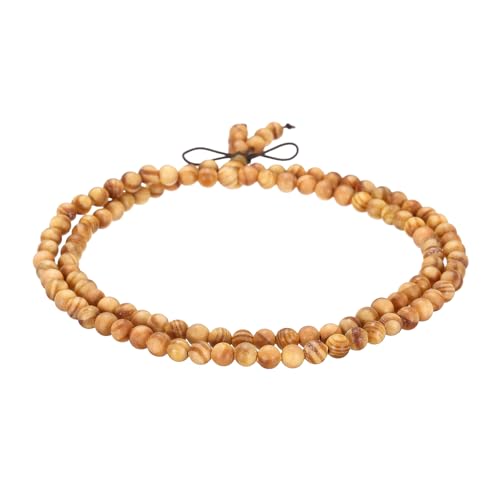 MECCANIXITY Prayer Beads Bracelet, Natural Wooden Bead Mala Bracelets Link Wrist Men Women Beaded Stretch Crafts Bangle - color: Imperial Wood Color