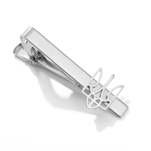 Dreamtimes Ukrainian Symbol Tie Clip Ukrainian Tie Clasp for Men Ukraine Trident Inspired Jewelry Ukraine Remembrance Tie Clip Patriotic Gift - color: Silver