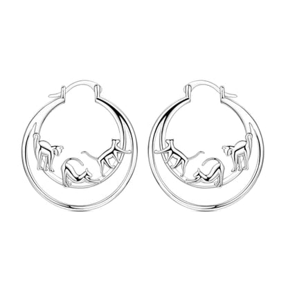 NARMO 925 Sterling Silver Earrings for Women Hypoallergenic Hoop Earrings - color: Cat Life