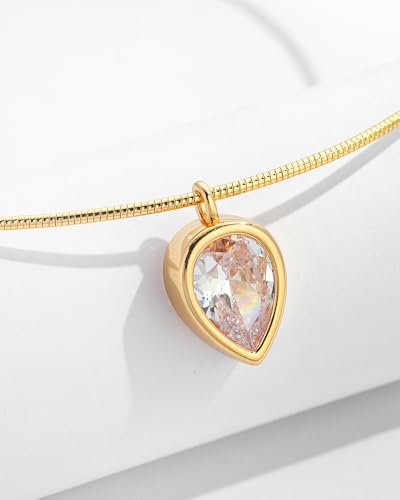 Gold CZ Choker Necklace Trendy Statement | Gold choker necklace, CZ pendant, Adjustable chain, Dainty statement, Summer gift, Gift for women, Lightweight - style: 23381