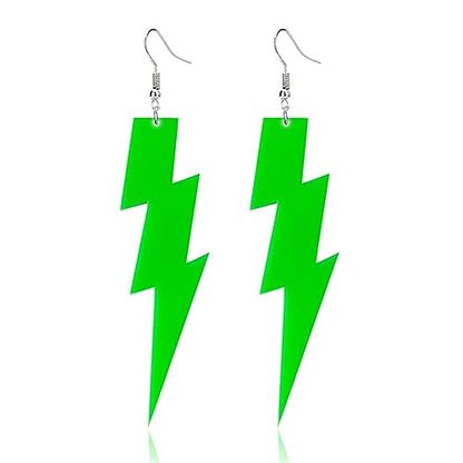 ONLYJUMP Acrylic Exaggerated Lightning Earrings Statement Punk Retro Geometric Delicate Neon Personalized Earrings Accessory Jewelry for Women - color: Exaggerated Green