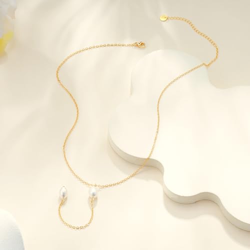 Pearl Necklaces for Women - 14K Gold Plated Y-Shaped Choker Necklace for Women, Gold Jewelry Beaded Necklace Gifts for Teens - color: Y-Pearl-6