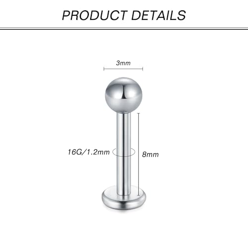 Zolure 16g Lip Rings Horseshoe Labret Jewelry Lip Barbell Ring Spike Snake Bite Piercing Jewelry Tragus Helix Earrings Studs Medusa Piercing for Women Men - color: 16G 8mm #2