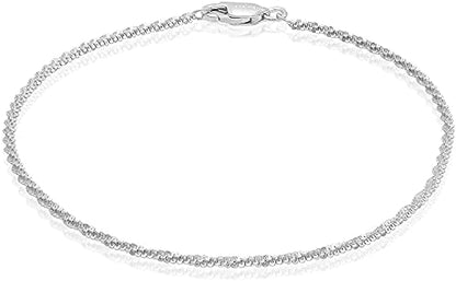Savlano 925 Sterling Silver 9, 10 Inches Chain Anklet for Women Comes With a Gift Box - style: Roc
