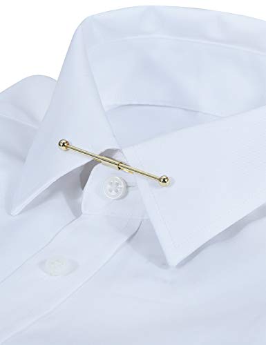 3PCS Men's Classic Tie Clips - Shirt Collar Clip Bar for Necktie - Gold, Silver, Black Tone - Tie Pins, Collar Holder - style: 60mm Length Ball Head