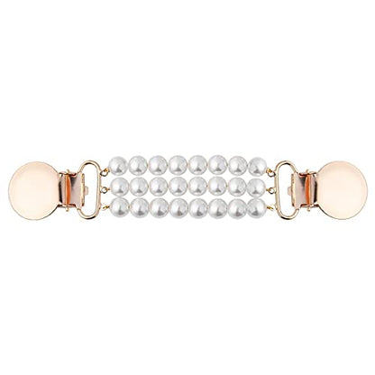 3pcs women's Pearl Sweater Clip dress fixed brooch Ladies anti-glare collar connection buckle Pearl clothes jewelry