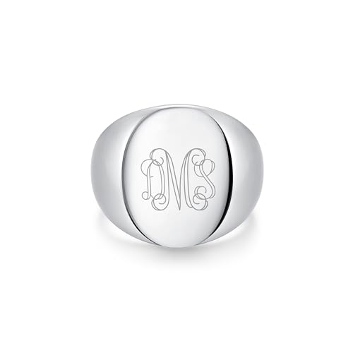 EVE'S ADDICTION Custom Men's Stainless Steel Oval Signet Ring - Gifts for Him