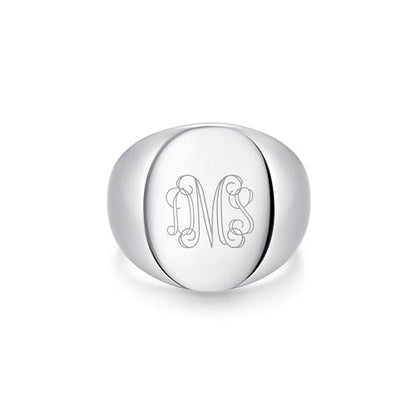 EVE'S ADDICTION Custom Men's Stainless Steel Oval Signet Ring - Gifts for Him