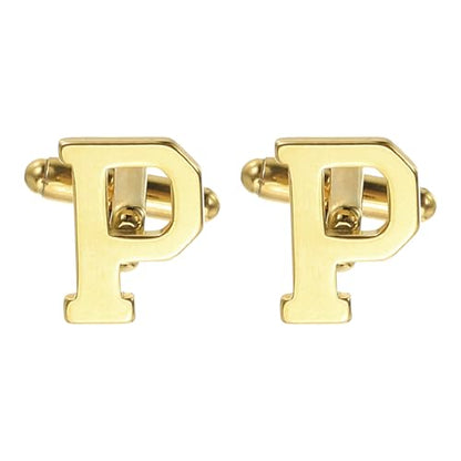 PATIKIL Initial Cufflinks, Classic Alphabet Stainless Steel Men Cuff Links 26 Letters A-Z with Box for Men Father Husband Weddings Gift Business Birthday - style: Letter P