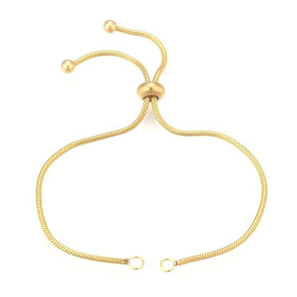 FASHEWELRY 10Pcs Adjustable Stainless Steel Snake Chains Bracelet 9" Golden Slider Bracelets Chains Tarnish Resistant Extender Box Chain with Ball End for DIY Jewelry Making - color: Golden, size: 9"