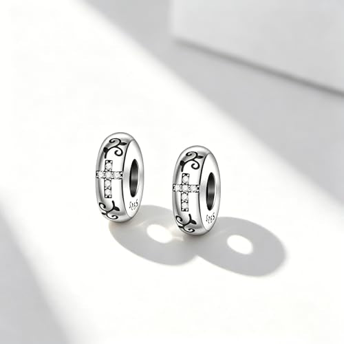 ARTCHARM Clasp Love Safety Chain Charm - Authentic 925 Sterling Silver Heart Beads - Fit European Style Bracelet - color: 2pcs Silicon Spacer