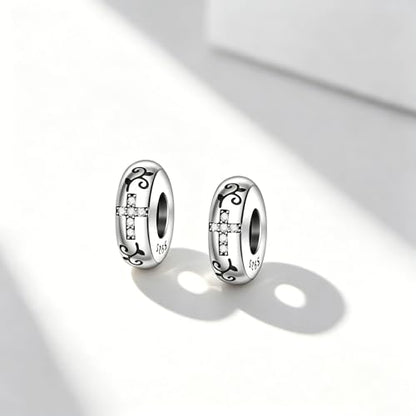 ARTCHARM Clasp Love Safety Chain Charm - Authentic 925 Sterling Silver Heart Beads - Fit European Style Bracelet - color: 2pcs Silicon Spacer