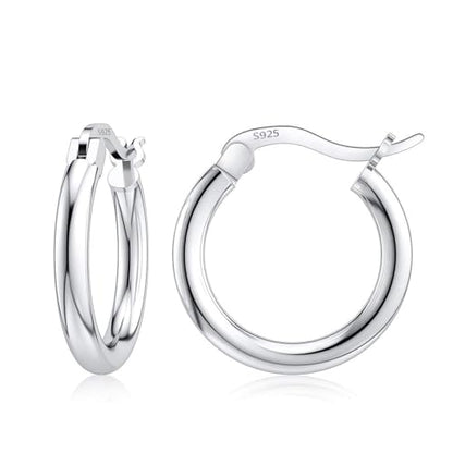 JIAYIQI Sterling Silver Hoop Earrings 18K White Gold Plated Silver Circle Endless Earrings Hoops Jewelry Lightweight Hoop Earring for Women Diameter 10,14,16,18,20,25,30,35,40,50,60mm - style: Silver-10mm