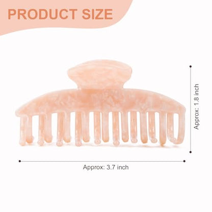 Aileam Acetate Hair Claw Clips for Women,Tortoise shell hair clip French Design Strong Hold Non-Slip claw clips for Thick Hair, 2 Pack - color: White & Blush Pink-1