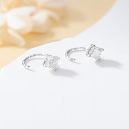 925 Sterling Silver Moissanite Huggie Half Hoop Earrings for Women - style: style 2