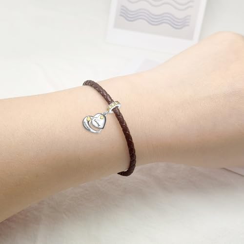 Double Heart Dangle Charm 12 Birthstone Bead for European Bracelet - style: November