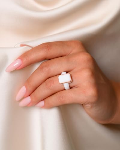Rinfit Emerald Silicone Ring with Stainless Steel Frame - color: Pack E - White / Metal Rose Gold
