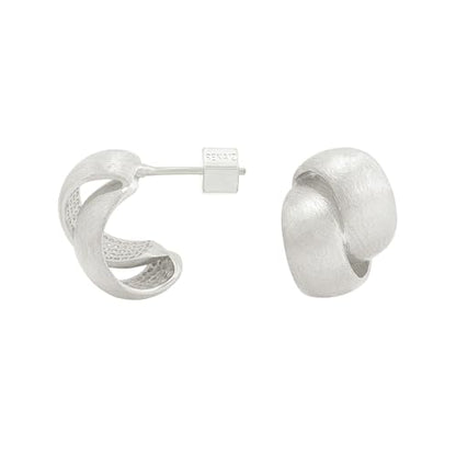 RENAIZ Dainty Lightweight Hoop & Stud Earrings for Women – 14K Gold Plated & Rhodium Plated, Minimalist Geometric Hypoallergenic Jewelry, Tiny Dainty Everyday Studs and Hoops - color: White Gold, style: Matt Brushed