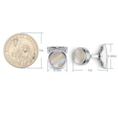 Cufflinks for Men, Stainless Steel Tuxedo Cuff Links Classic | Stainless Steel, 0.5 inch Lead-Free and Nickel-Free, groom Wedding Business Party, Gift for boyfriend Husband father - color: White