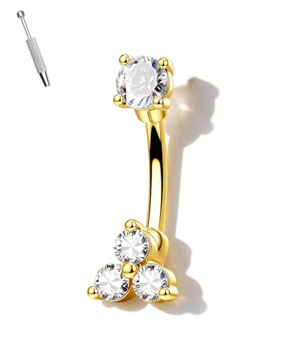 Minimalist Rook Piercing Jewelry, 16G Eyebrow Rook Earrings for Women, Stainless Steel Vertical Helix Lobe Earrings 6/8MM - color: YG-8MM