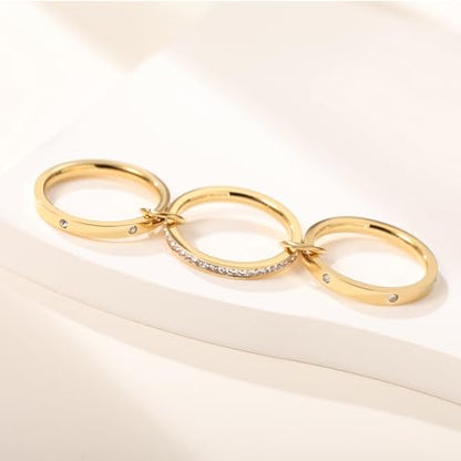 Gold Stackable Rings for Women Non Tarnish, Dainty Stackable 18k Gold Plated CZ Cubic Zirconia Rings, Gold Knuckle Women Rings Set - color: G2, size: 8