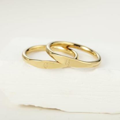 Gold Initial Rings for Women Non Tarnish Thumb Rings for Teen Girls 14K Gold plated for Women - color: H
