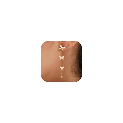 Dangle Earrings for Women Trendy, 14K Gold Plated CZ Huggie Drop Earrings, Dainty Long Chain Prom Wedding Jewelry Gift for Her - style: Butterfly CZ