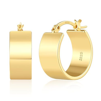 Chunky Gold Hoop Earrings Hoop Earrings Thick Gold Hoop Earrings for Women | for Sensitive Ears Gold Chunky Hoop Earrings Hypoallergenic 14K Gold Plated Hoops Non Tarnish Big Thick Hoops 18/25/30mm - color: Gold 25mm