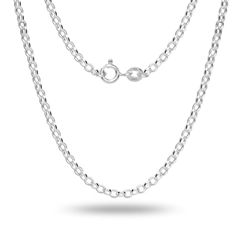 LeCalla 925 Sterling Silver Italian Jewelry Trendy Gift 1.5 MM, 2 MM, 3 MM Rolo Link Chain Necklace for Teen Women and Men with Spring Ring Clasp (16, 18, 20, 24 Inches) - size: Length 20 Inches, style: 3 MM