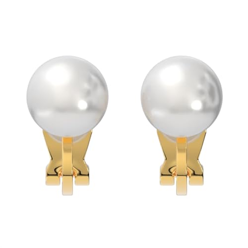 Aloha Earrings Simulated Freshwater Pearl Clip On Stud Earrings - style: Gold Tone