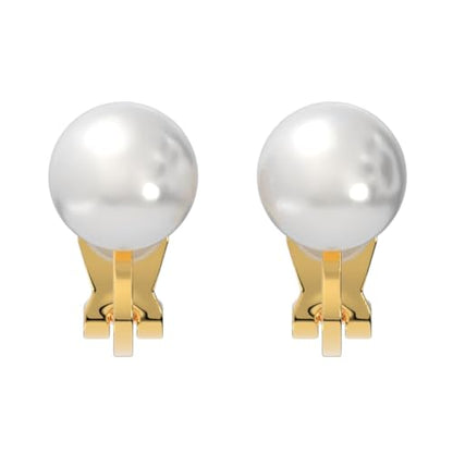 Aloha Earrings Simulated Freshwater Pearl Clip On Stud Earrings - style: Gold Tone
