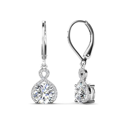 Cate & Chloe Alessandra 18k Gold-Plated Dangle Earrings for Women with Simulated Diamond Crystals | Hypoallergenic Earring Jewelry Gift for Her on Mother’s Day, Birthday, Wedding - color: White Gold