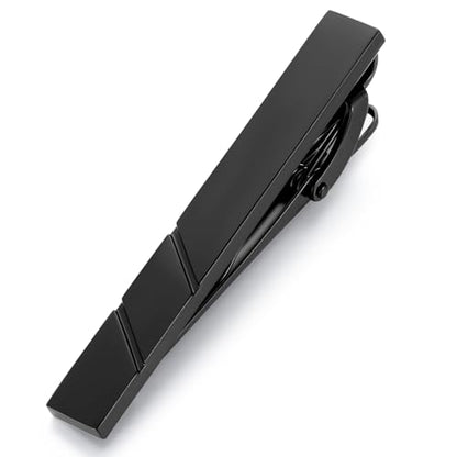 HONEY BEAR 1.97" 2.12" 2.36" Standard Tie Clip for Men Business Wedding | Classic Minimalist, Steel-Plated Copper Base, Gift-Boxed, Thickened, Rounded Corners, Easy to Slide On, No Snag or Wrinkle - style: Matte Black 6cm